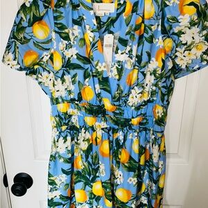 Anthropologie Blue Lemon Print Dress 🍋